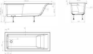 Ванна из искусственного камня AquaStone Арма 170x70см белый